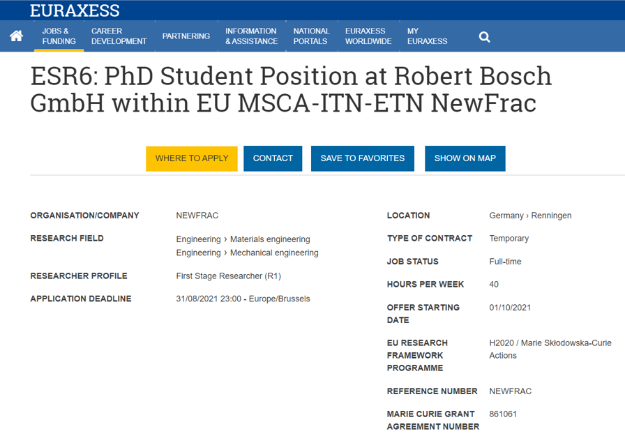 NewFrac re-open PhD Position ESR-6